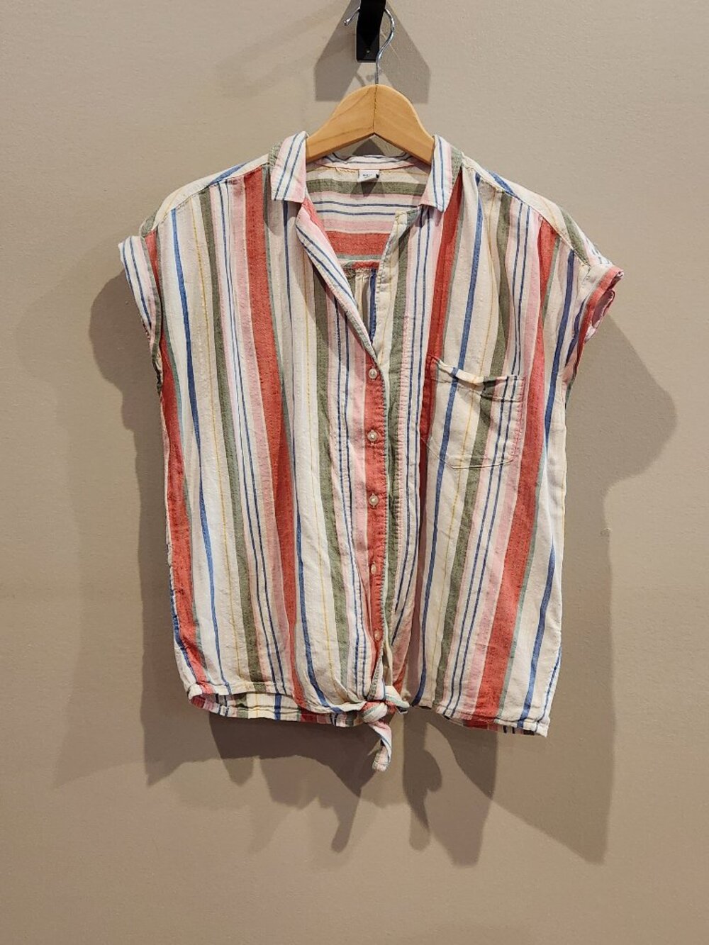 Old Navy Striped Tie Front Button Shirt Top Multicolor Size Small